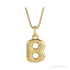 Sapphire Row Bubble Letter Necklace - B, 14K Yellow Gold