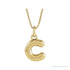 Sapphire Row Bubble Letter Necklace - C, 14K Yellow Gold