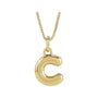 Sapphire Row Bubble Letter Necklace - C, 14K Yellow Gold