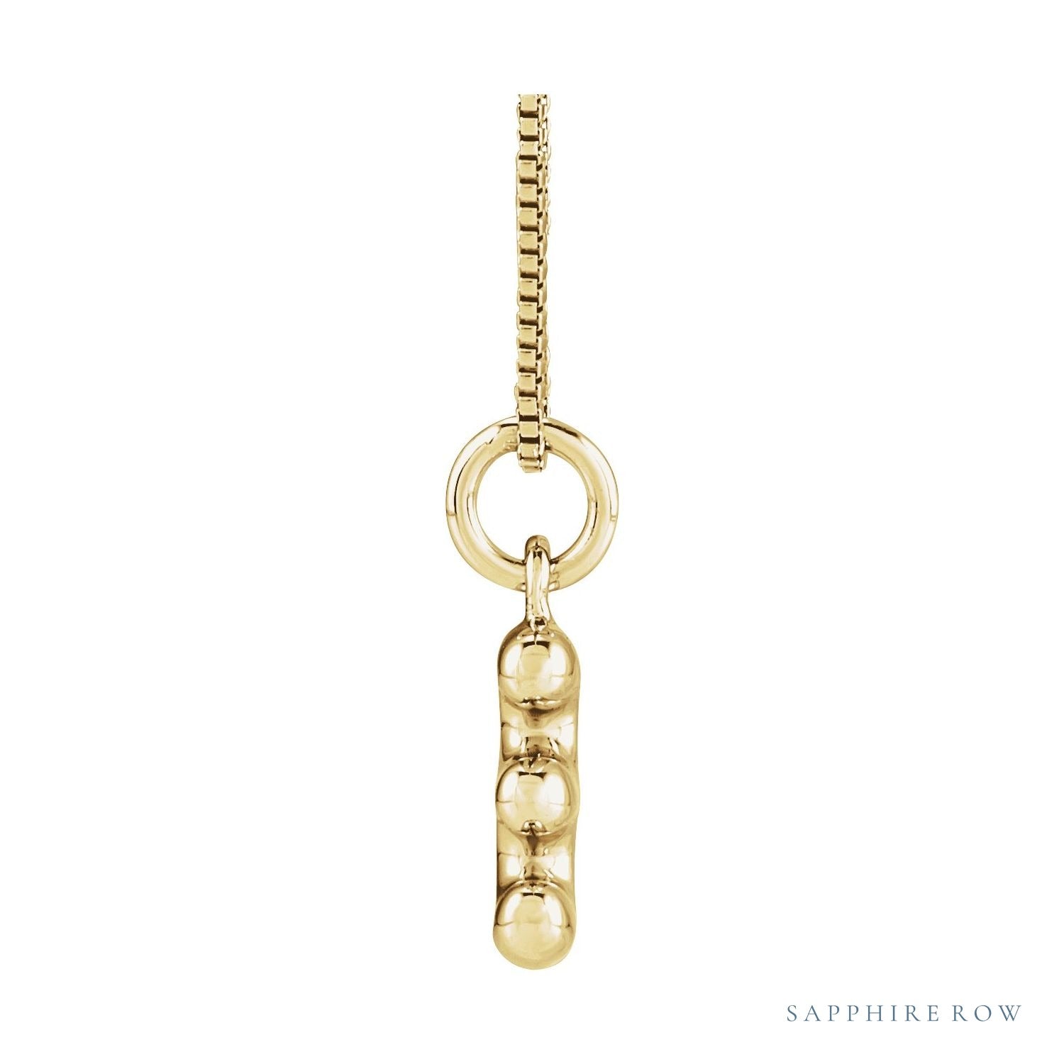 Sapphire Row Bubble Letter Necklace - E, 14K Yellow Gold (view 3)