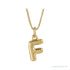 Sapphire Row Bubble Letter Necklace - F, 14K Yellow Gold
