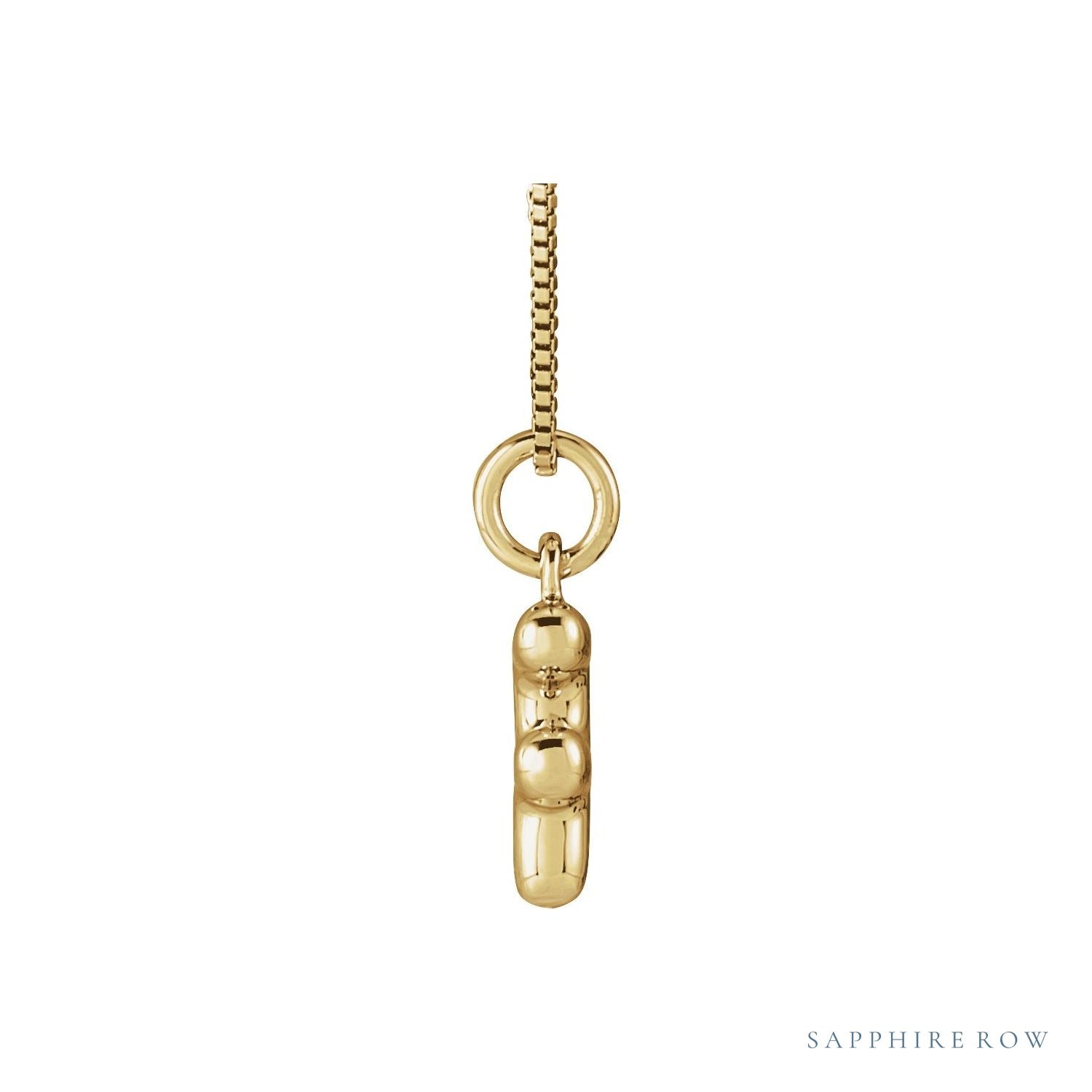 Sapphire Row Bubble Letter Necklace - F, 14K Yellow Gold (view 3)
