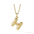 Sapphire Row Bubble Letter Necklace - H, 14K Yellow Gold