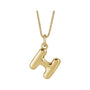Sapphire Row Bubble Letter Necklace - H, 14K Yellow Gold