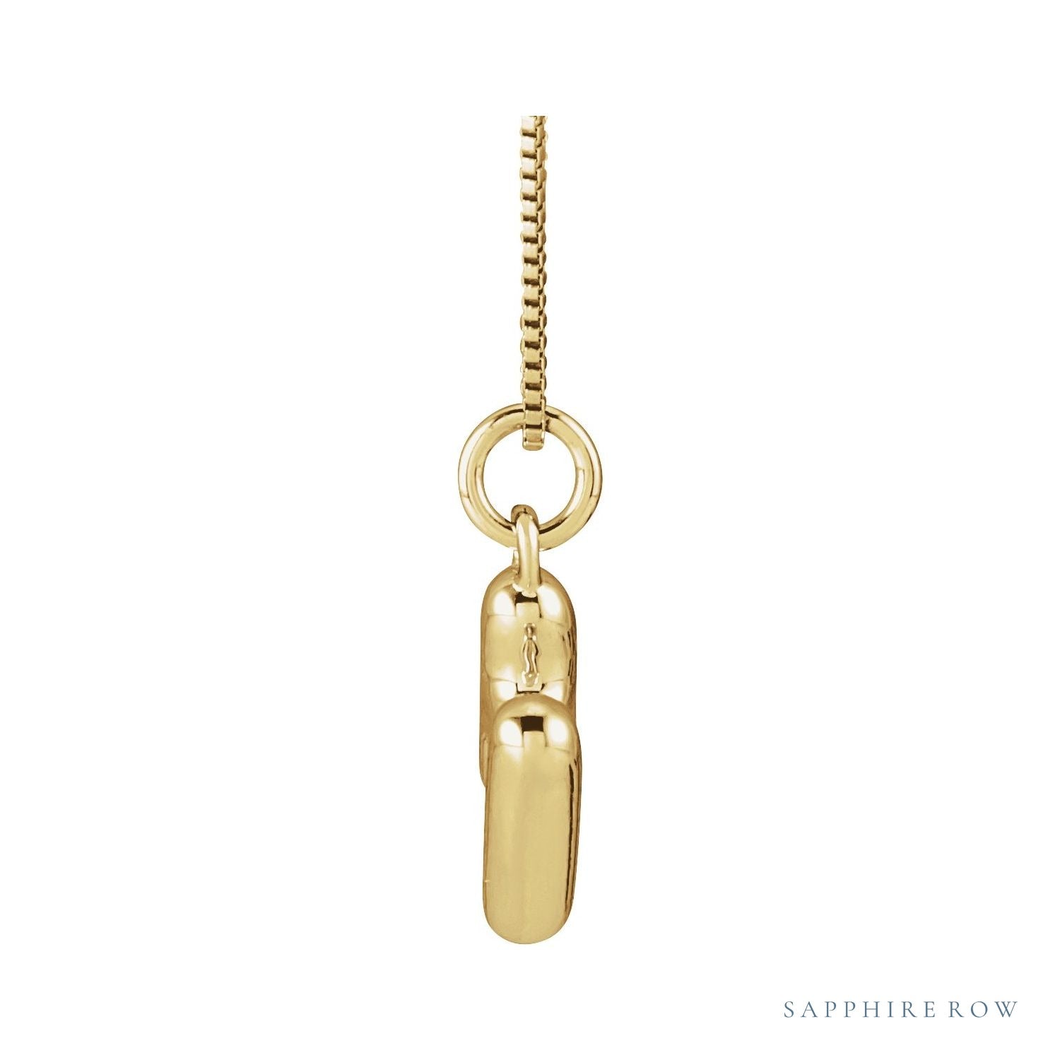 Sapphire Row Bubble Letter Necklace - H, 14K Yellow Gold (view 3)
