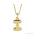 Sapphire Row Bubble Letter Necklace - I, 14K Yellow Gold