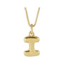 Sapphire Row Bubble Letter Necklace - I, 14K Yellow Gold