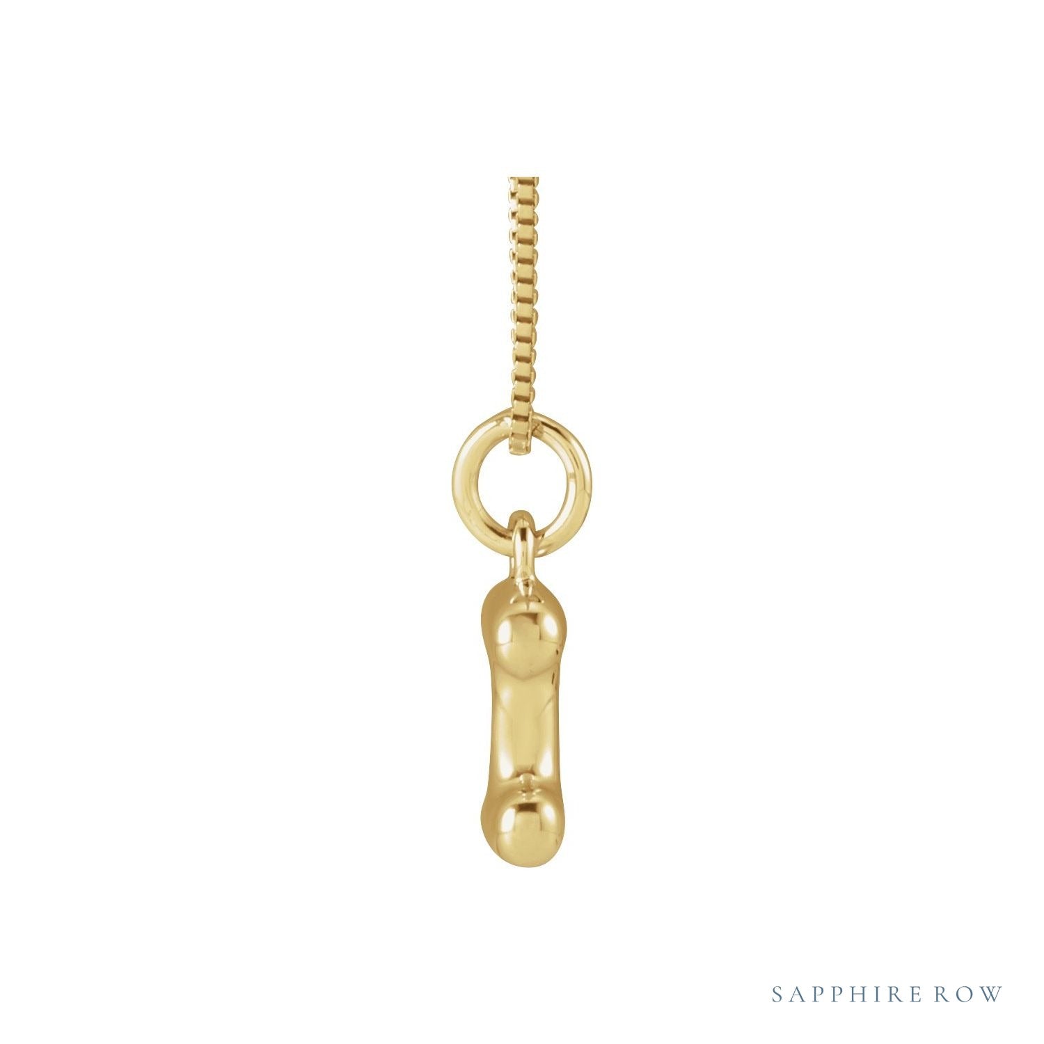 Sapphire Row Bubble Letter Necklace - I, 14K Yellow Gold (view 3)