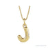 Sapphire Row Bubble Letter Necklace - J, 14K Yellow Gold