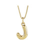 Sapphire Row Bubble Letter Necklace - J, 14K Yellow Gold