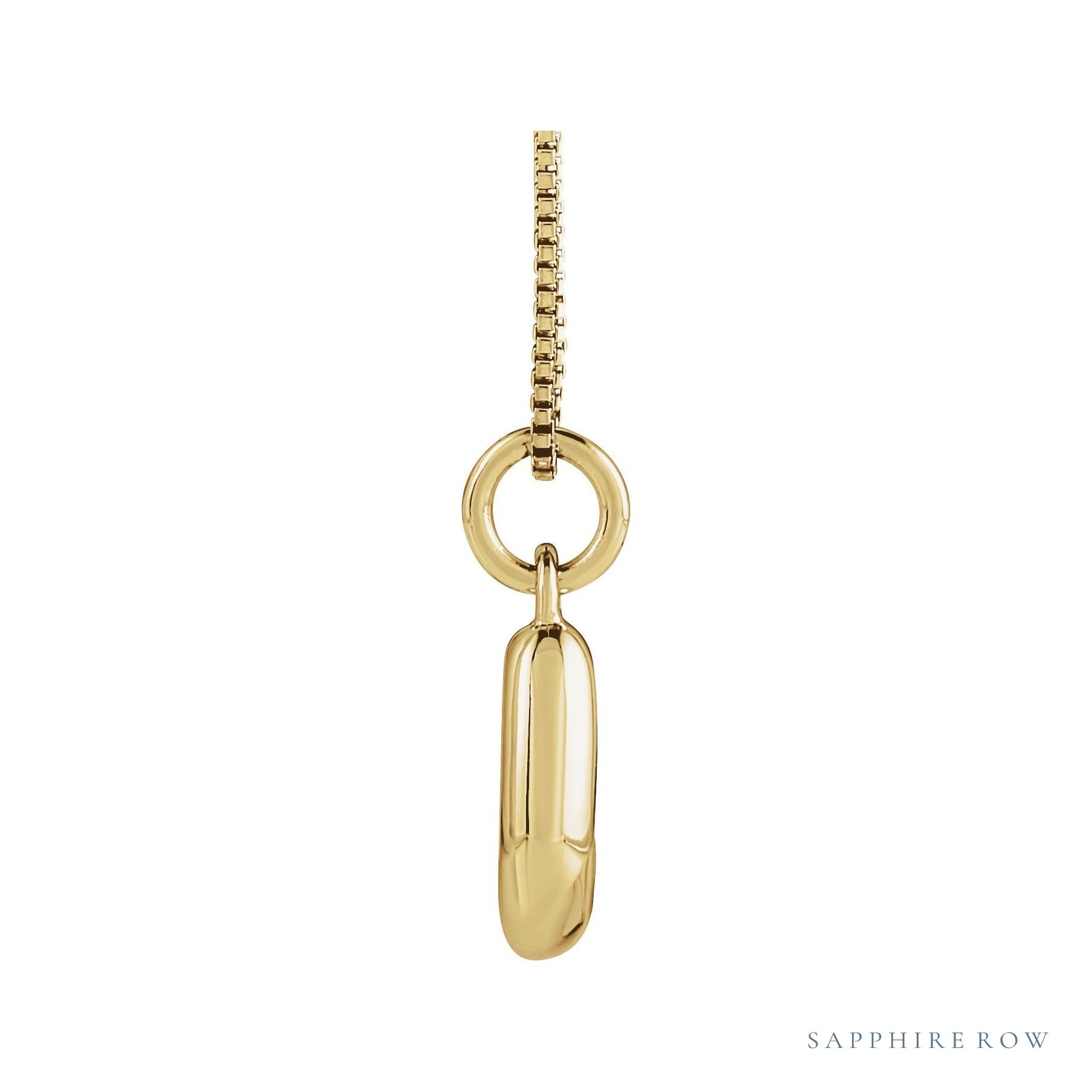 Sapphire Row Bubble Letter Necklace - J, 14K Yellow Gold (view 3)