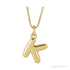 Sapphire Row Bubble Letter Necklace - K, 14K Yellow Gold