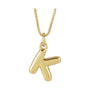 Sapphire Row Bubble Letter Necklace - K, 14K Yellow Gold