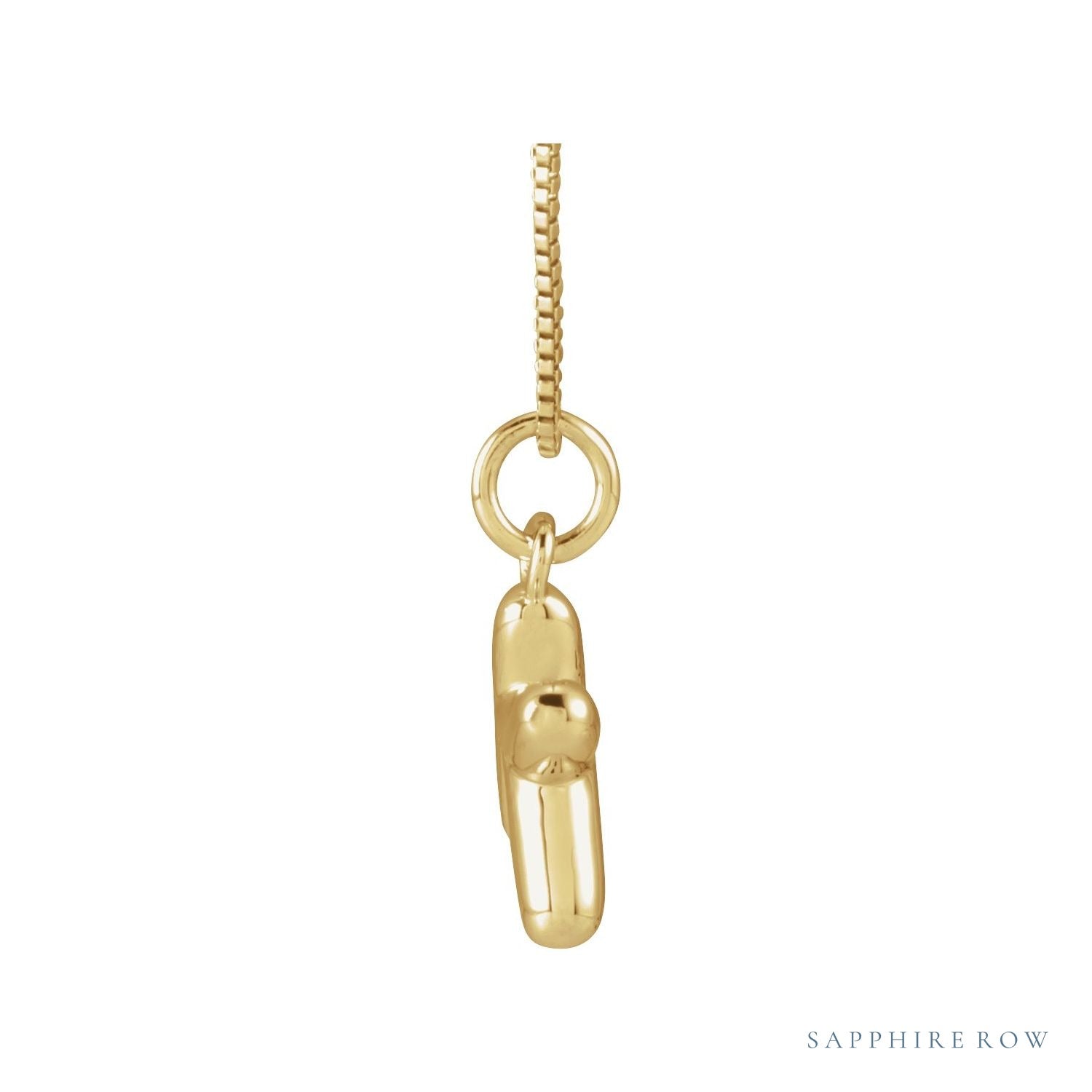 Sapphire Row Bubble Letter Necklace - K, 14K Yellow Gold (view 3)