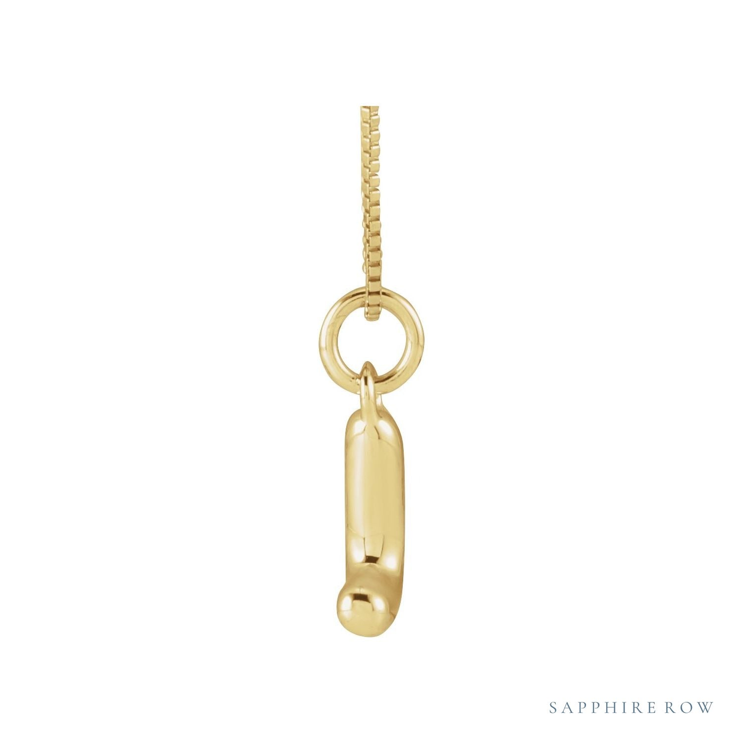 Sapphire Row Bubble Letter Necklace - L, 14K Yellow Gold (view 3)