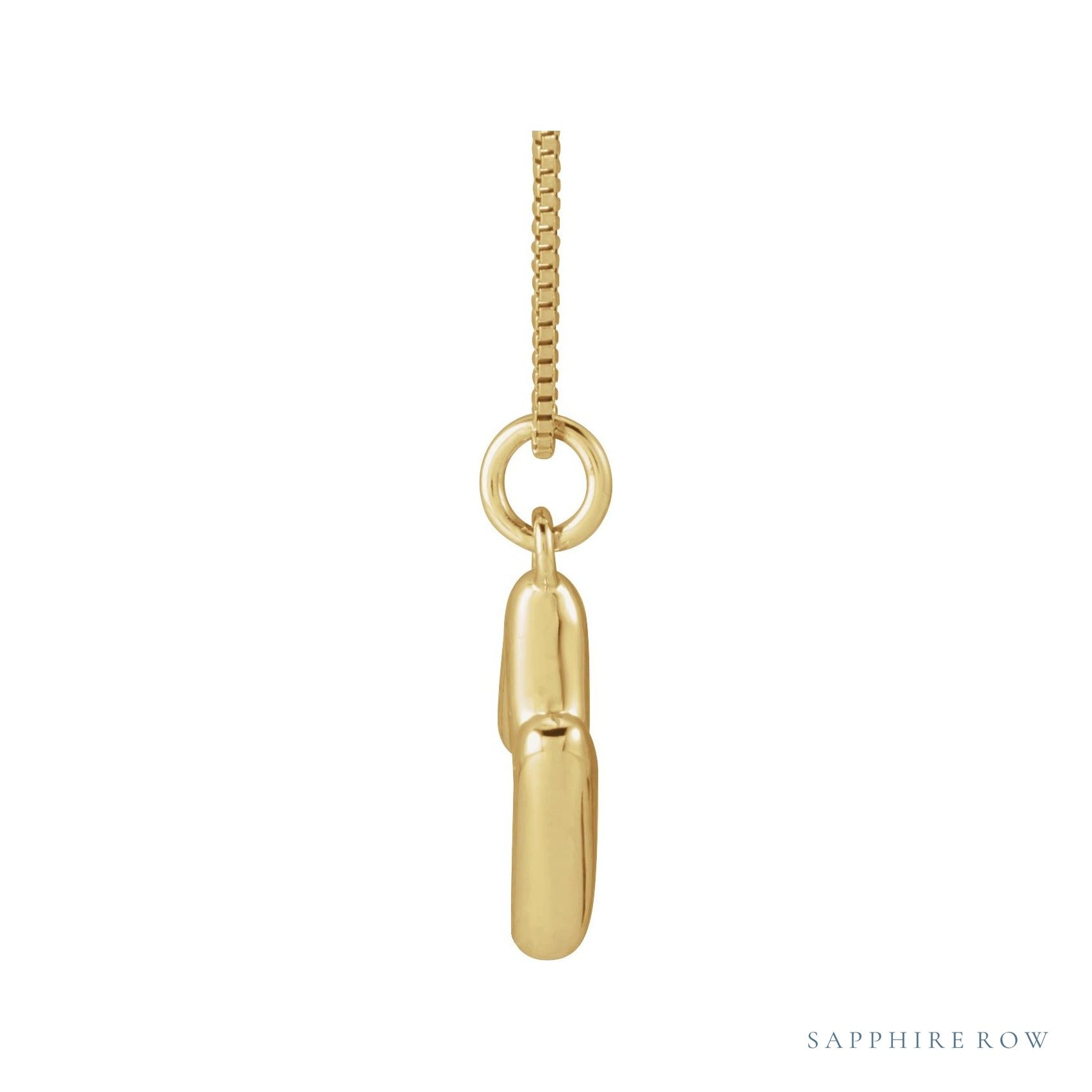 Sapphire Row Bubble Letter Necklace - M, 14K Yellow Gold (view 3)
