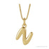 Sapphire Row Bubble Letter Necklace - N, 14K Yellow Gold