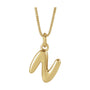Sapphire Row Bubble Letter Necklace - N, 14K Yellow Gold