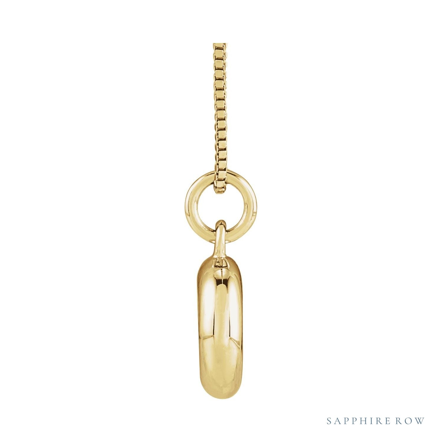 Sapphire Row Bubble Letter Necklace - O, 14K Yellow Gold (view 3)
