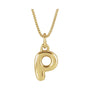 Sapphire Row Bubble Letter Necklace - P, 14K Yellow Gold
