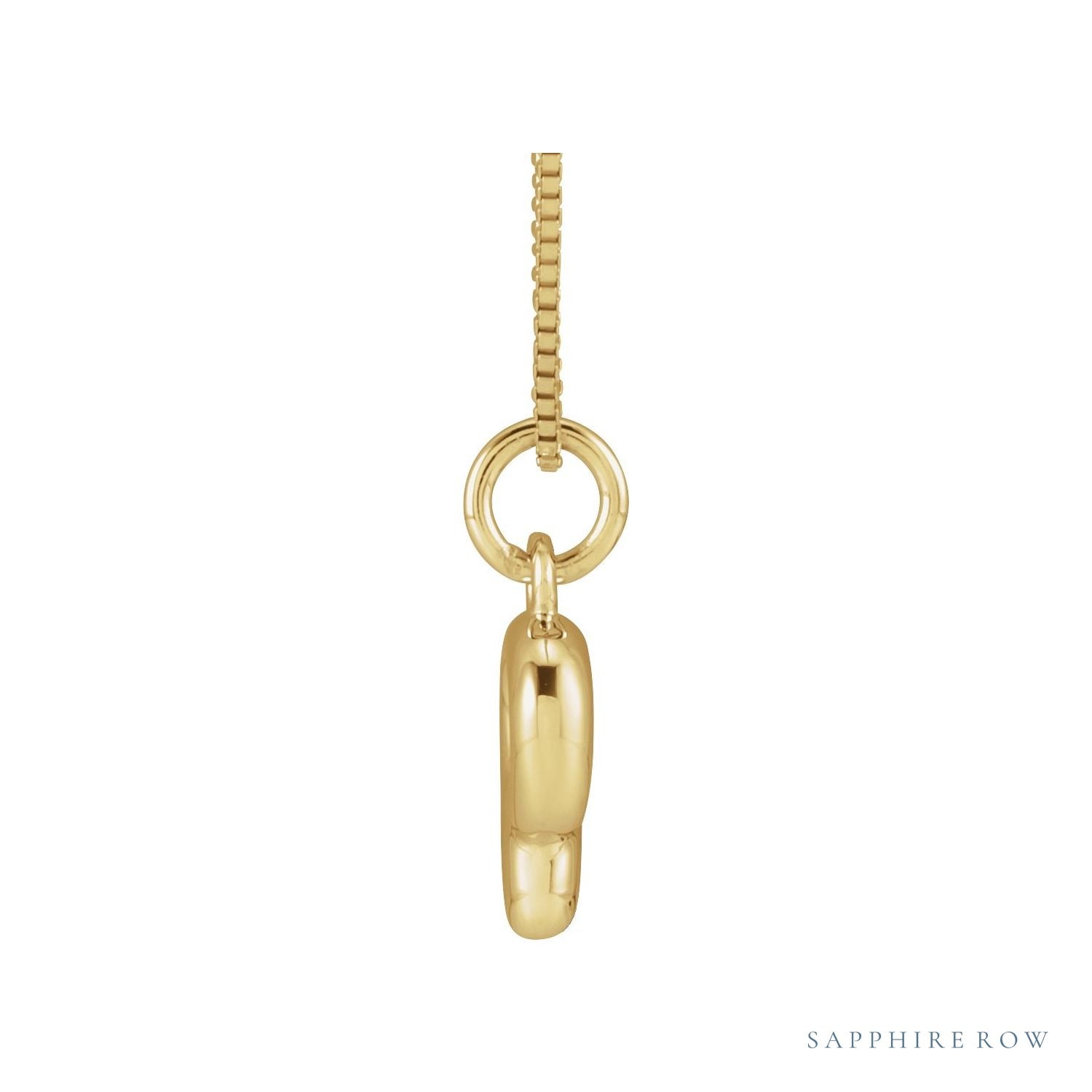 Sapphire Row Bubble Letter Necklace - P, 14K Yellow Gold (view 3)