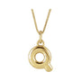 Sapphire Row Bubble Letter Necklace - Q, 14K Yellow Gold