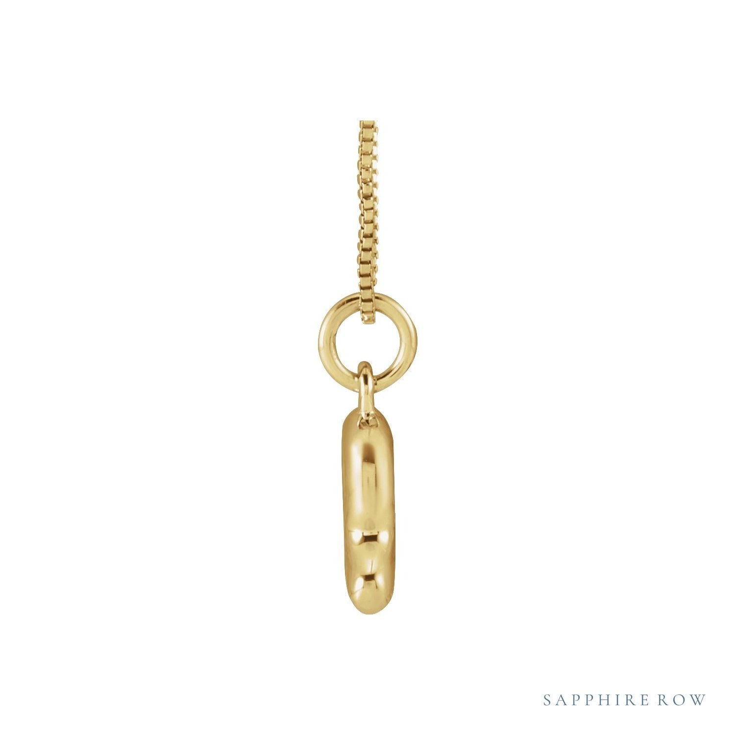 Sapphire Row Bubble Letter Necklace - R, 14K Yellow Gold (view 3)