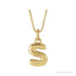 Sapphire Row Bubble Letter Necklace - S, 14K Yellow Gold
