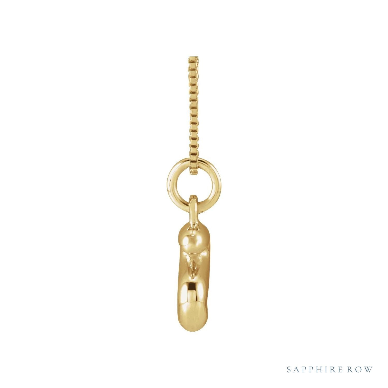 Sapphire Row Bubble Letter Necklace - S, 14K Yellow Gold (view 3)
