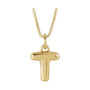 Sapphire Row Bubble Letter Necklace - T, 14K Yellow Gold