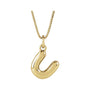 Sapphire Row Bubble Letter Necklace - U, 14K Yellow Gold