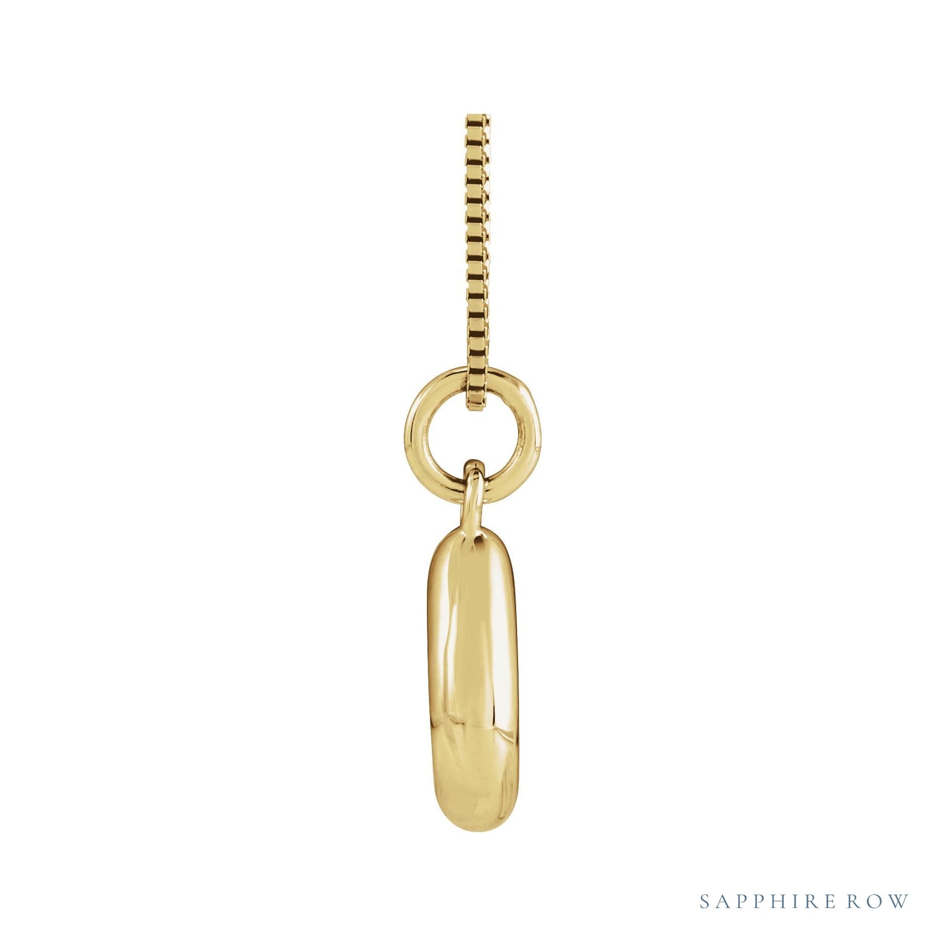Sapphire Row Bubble Letter Necklace - U, 14K Yellow Gold (view 3)