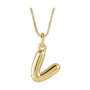Sapphire Row Bubble Letter Necklace - V, 14K Yellow Gold