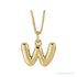 Sapphire Row Bubble Letter Necklace - W, 14K Yellow Gold