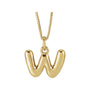 Sapphire Row Bubble Letter Necklace - W, 14K Yellow Gold