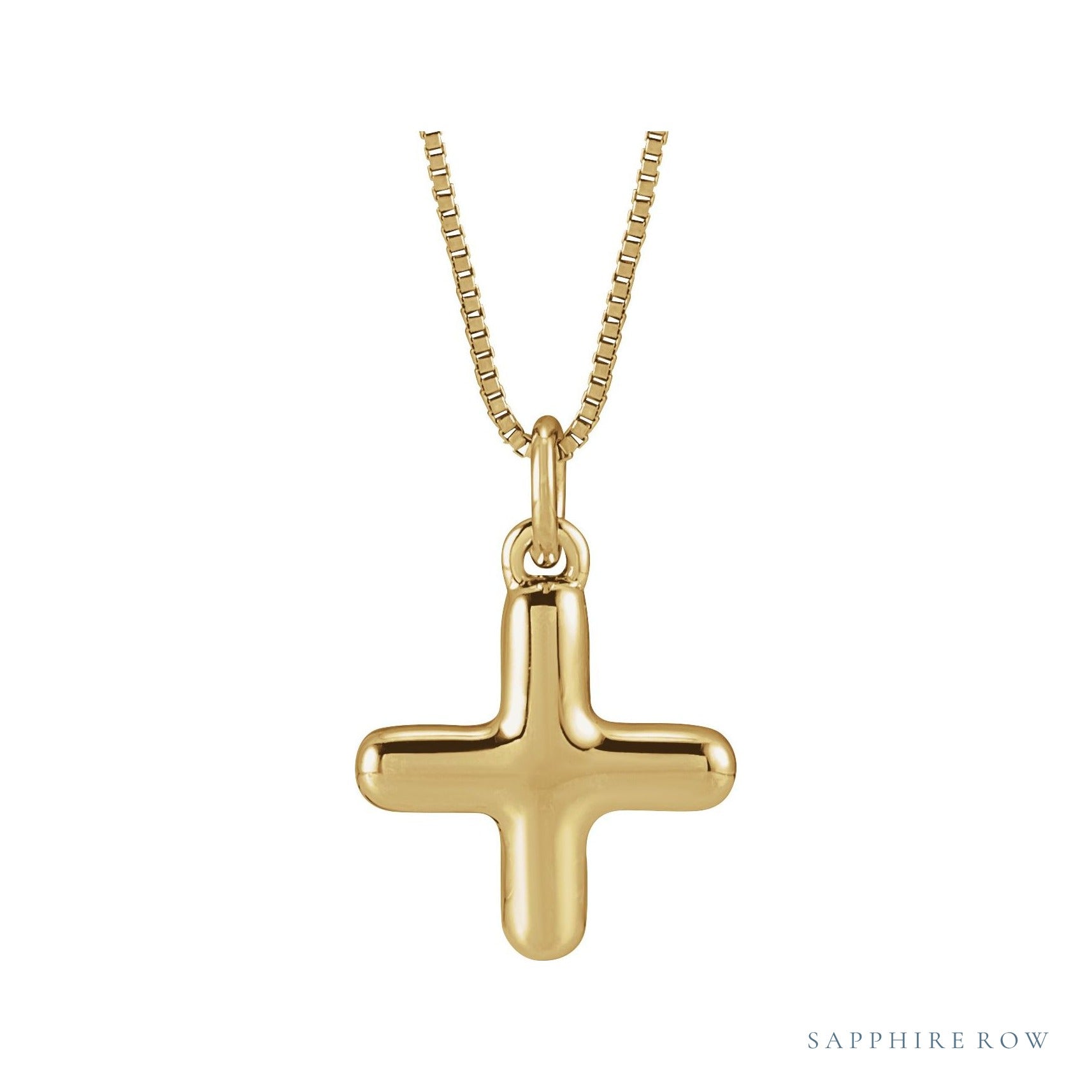 Sapphire Row Bubble Letter Necklace - X, 14K Yellow Gold