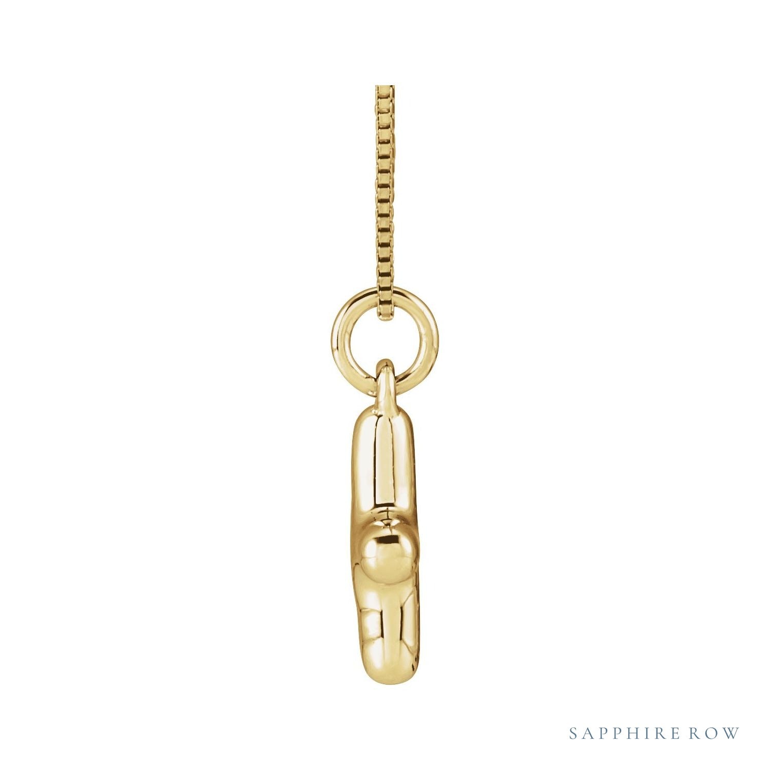 Sapphire Row Bubble Letter Necklace - X, 14K Yellow Gold (view 3)