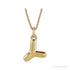 Sapphire Row Bubble Letter Necklace - Y, 14K Yellow Gold