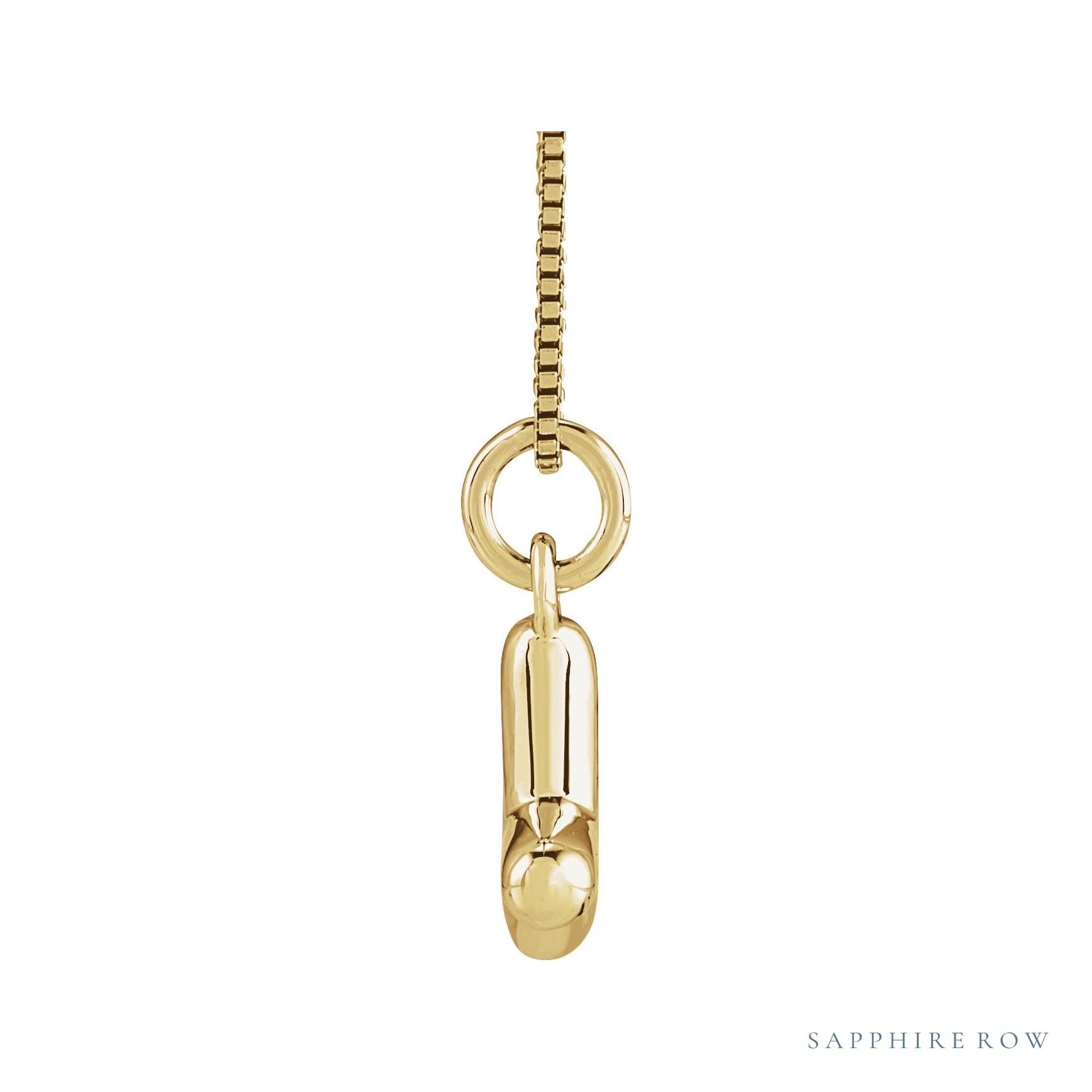 Sapphire Row Bubble Letter Necklace - Y, 14K Yellow Gold (view 3)