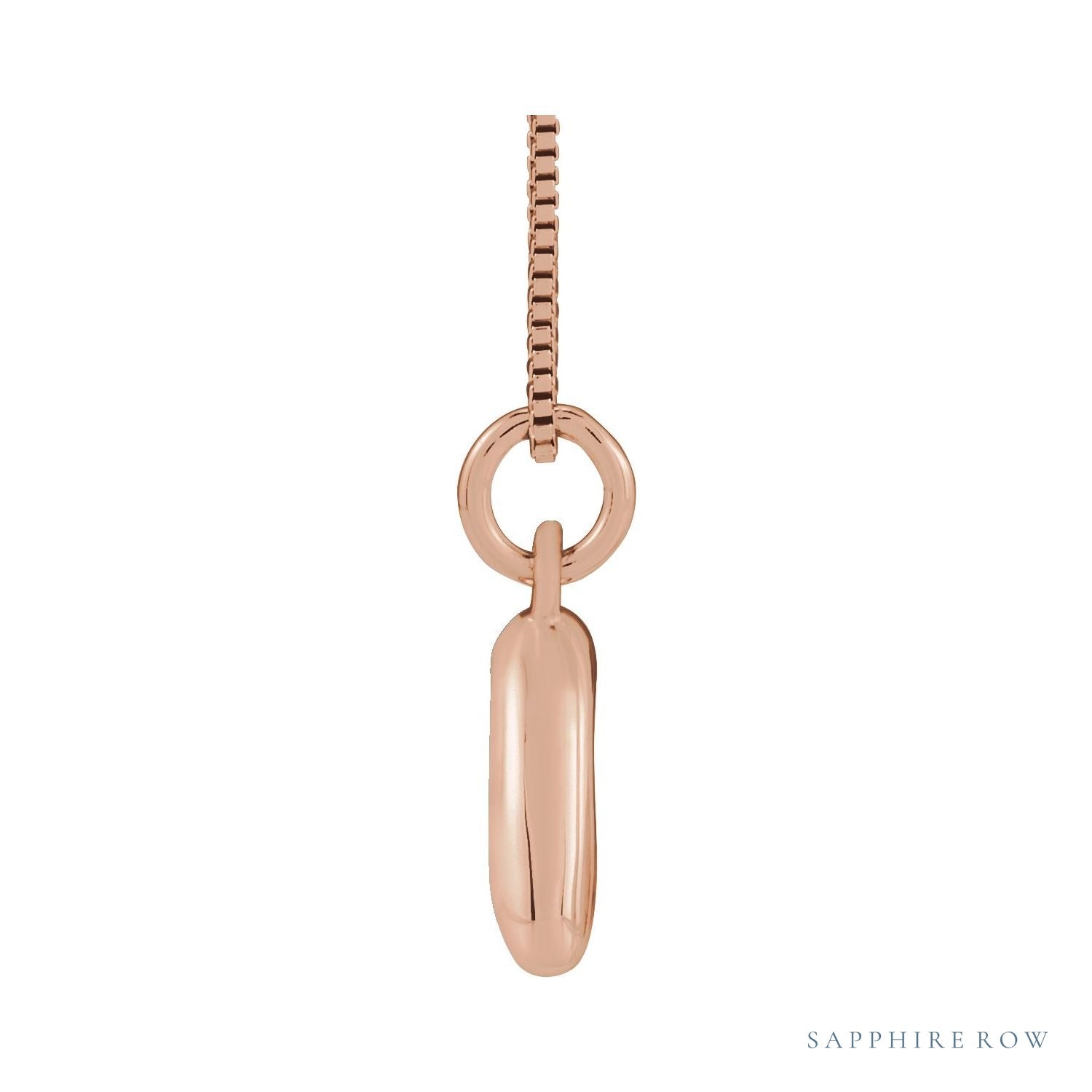 Sapphire Row Bubble Letter Necklace - A, 14K Rose Gold (view 3)