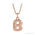 Sapphire Row Bubble Letter Necklace - B, 14K Rose Gold
