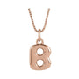 Sapphire Row Bubble Letter Necklace - B, 14K Rose Gold