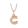 Sapphire Row Bubble Letter Necklace - C, 14K Rose Gold