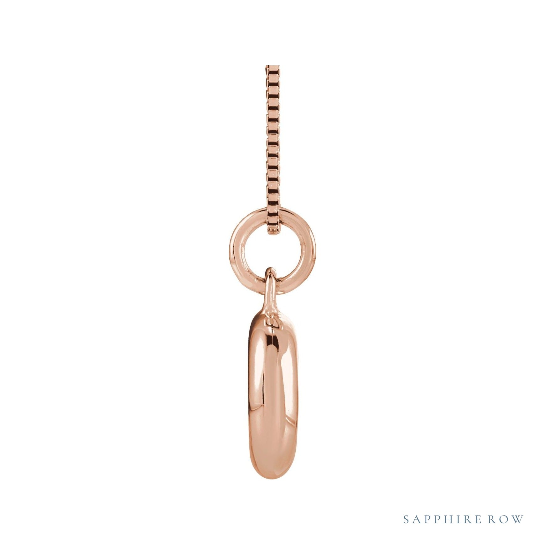 Sapphire Row Bubble Letter Necklace - D, 14K Rose Gold (view 3)