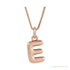 Sapphire Row Bubble Letter Necklace - E, 14K Rose Gold