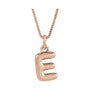 Sapphire Row Bubble Letter Necklace - E, 14K Rose Gold