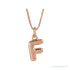 Sapphire Row Bubble Letter Necklace - F, 14K Rose Gold