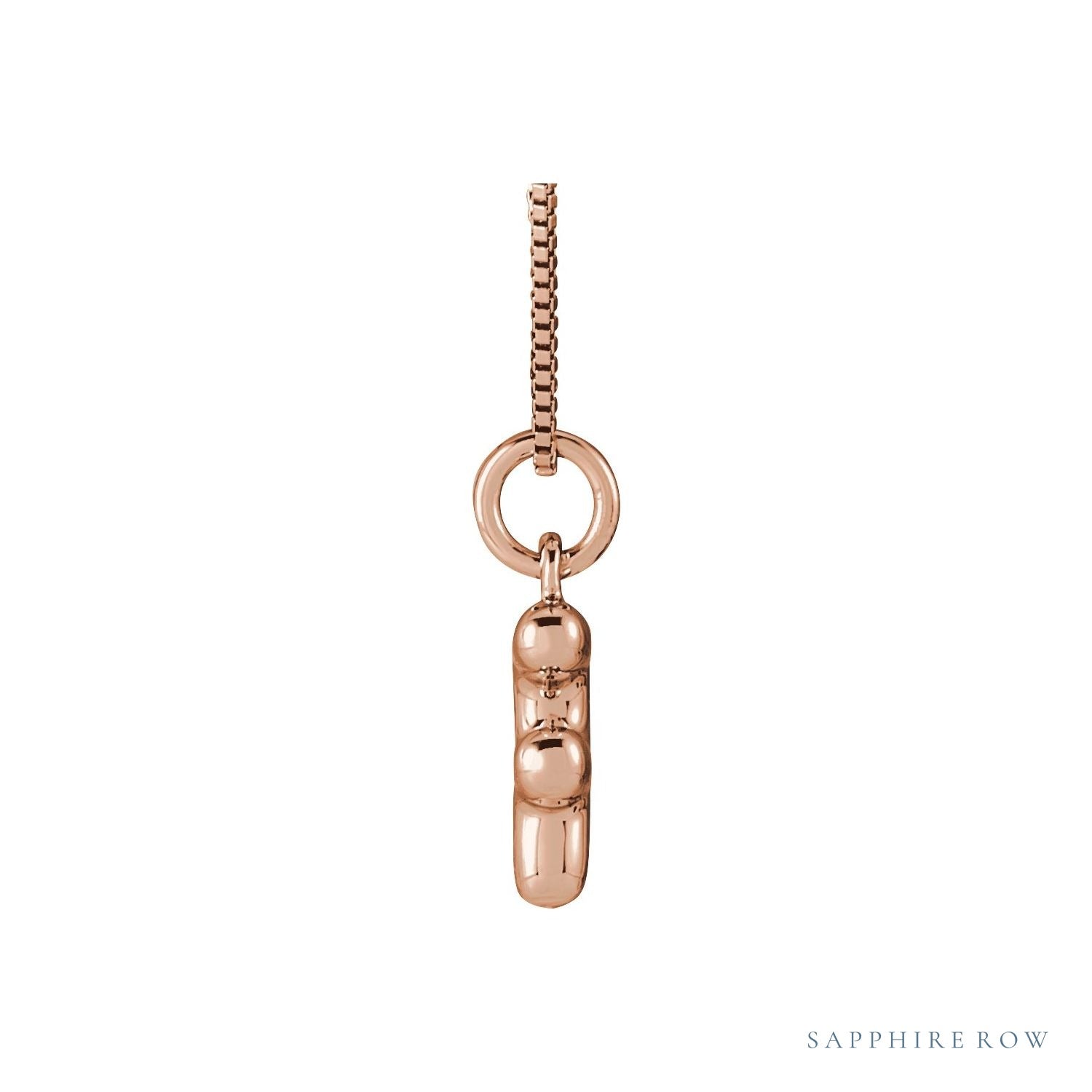 Sapphire Row Bubble Letter Necklace - F, 14K Rose Gold (view 3)