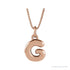 Sapphire Row Bubble Letter Necklace - G, 14K Rose Gold