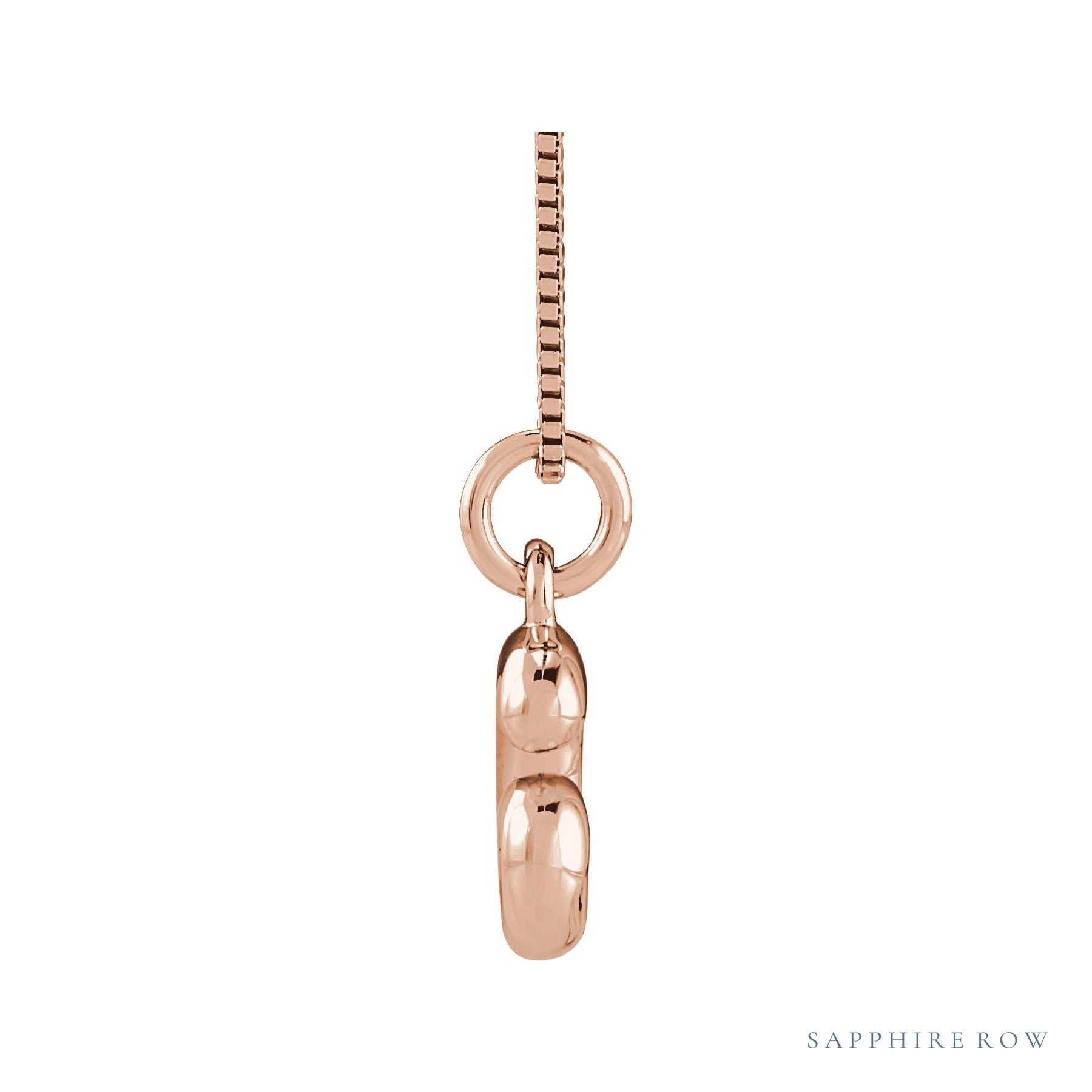 Sapphire Row Bubble Letter Necklace - G, 14K Rose Gold (view 3)